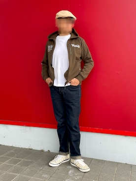 「no brand（ノーブランド）のアイテム（帽子）」を使った、Yukioさん（メンズ・173cm）の春コーディネート
