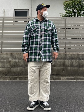 「中綿シャツ」｜ヒ●ユキ【京都人】さん（メンズ・178cm）の冬コーディネート