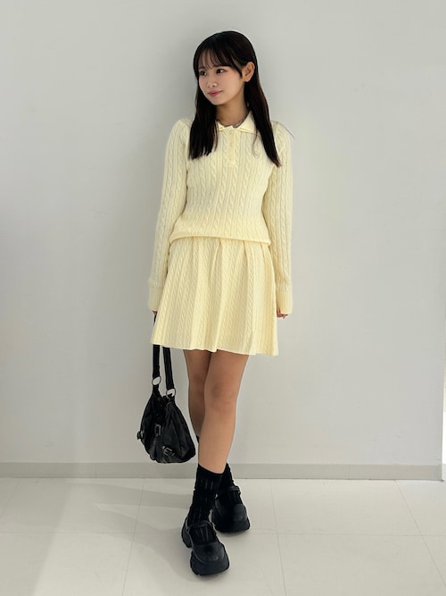 セール】ミニケーブルニットスカート/インナーパンツ付き/セットアップ