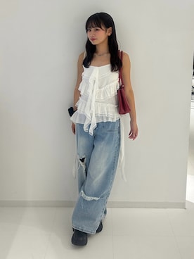「レイヤード」｜「アイテム（キャミソール）」を使った、mairaさん（レディース・156cm）の夏コーディネート