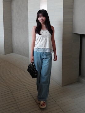「GRL（グレイル）のアイテム（トップス、ホワイト系）」を使った、mairaさん（レディース・156cm）の夏コーディネート