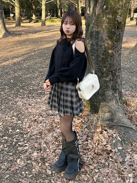 「U.S. POLO ASSN.（ユーエスポロアッスン）のアイテム（ショルダーバッグ）」を使った、mairaさん（レディース・156cm）の冬コーディネート