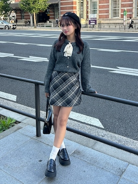 「アイテム（ハンチング/ベレー帽）」を使った、mairaさん（レディース・156cm）の秋コーディネート
