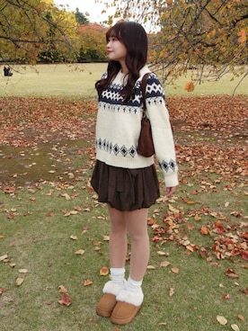 「アイテム（ブーツ）」を使った、mairaさん（レディース・156cm）の秋コーディネート