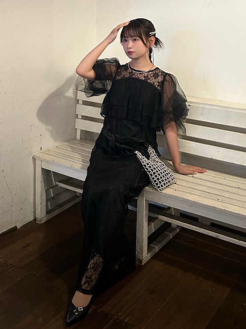 オーガンジーリボンビーズバッグ 2way ショルダー 結婚式