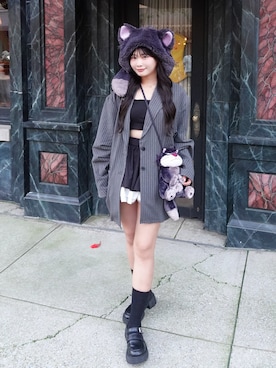 「MOUSSY（マウジー）のOVERSIZED ジャケット（その他アウター、グレー系）」を使った、mairaさん（レディース・156cm）の秋コーディネート