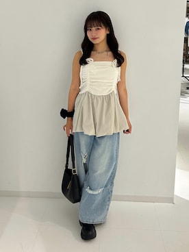 「アイテム（デニムパンツ）」を使った、mairaさん（レディース・156cm）の夏コーディネート