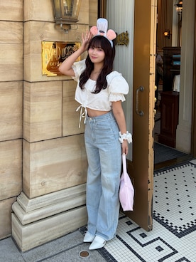 「mieya mieya（ミーヤミーヤ）のアイテム（シャツ/ブラウス、ホワイト系）」を使った、mairaさん（レディース・156cm）の春コーディネート