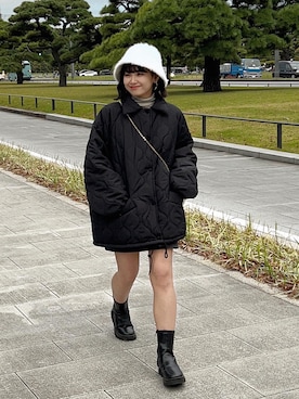「MYMOOD.（マイムード）のアイテム（ジャケット/アウター）」を使った、mairaさん（レディース・156cm）の冬コーディネート