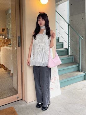 「SONA（ソナ）のアイテム（トップス、ホワイト系）」を使った、mairaさん（レディース・156cm）の夏コーディネート