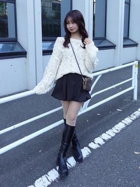 「ガーリーコーデ」｜「アイテム（ブーツ）」を使った、mairaさん（レディース・156cm）の秋コーディネート