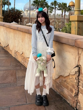 「SLY（スライ）のCOMBINATION LACE DRESS コンビネーション レース ドレス（ワンピース、ホワイト系）」を使った、mairaさん（レディース・156cm）の春コーディネート