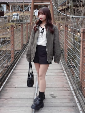 「GRL（グレイル）のアイテム（パンツ）」を使った、mairaさん（レディース・156cm）の春コーディネート