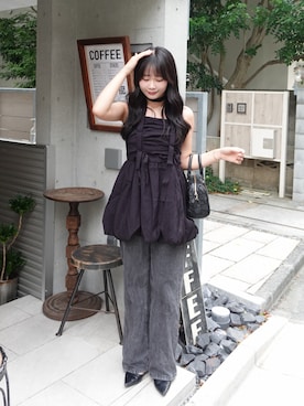 「GRL（グレイル）のアイテム（トップス、ブラック系）」を使った、mairaさん（レディース・156cm）の夏コーディネート