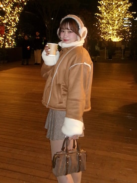 「アイテム（イヤーマフ）」を使った、mairaさん（レディース・156cm）の冬コーディネート