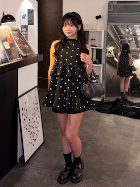 「GRL（グレイル）のアイテム（ワンピース/ドレス、ブラック系）」を使った、mairaさん（レディース・156cm）の夏コーディネート