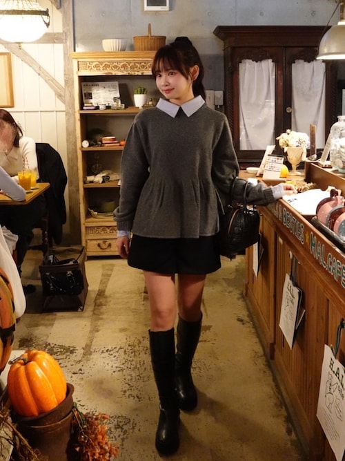 シャツドッキングペプラムニット（ニット/セーター）｜Olu