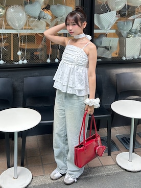 「骨格ウェーブ」｜「アイテム（デニムパンツ）」を使った、mairaさん（レディース・156cm）の夏コーディネート