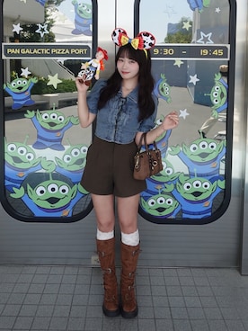 「GRL（グレイル）のアイテム（トップス、ブルー系）」を使った、mairaさん（レディース・156cm）の夏コーディネート