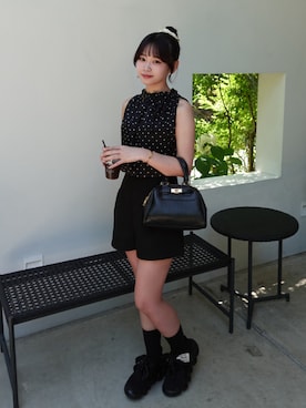 「GRL（グレイル）のアイテム（トップス、ブラック系）」を使った、mairaさん（レディース・156cm）の夏コーディネート