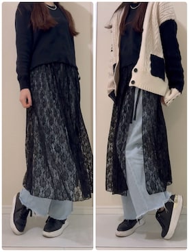 「TOMMY HILFIGER（トミーヒルフィガー）のアイテム（スニーカー、ブラック系）」を使った、つばさのコーデさん（レディース・170cm）の春コーディネート