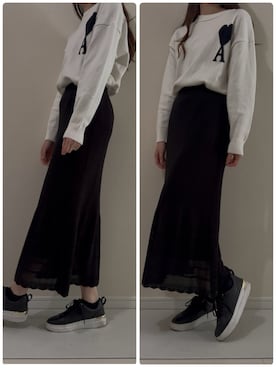 「AMIPARIS（アミパリ）のアイテム（ニット/セーター、ホワイト系）」を使った、つばさのコーデさん（レディース・170cm）の春コーディネート