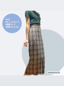 「GU（ジーユー）のアイテム（ニット/セーター、グリーン系）」を使った、つばさのコーデさん（レディース・170cm）の夏コーディネート