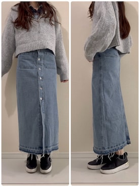 「Kastane（カスタネ）のハイネックZIPニットプルオーバー（ニット/セーター、グレー系）」を使った、つばさのコーデさん（レディース・170cm）の春コーディネート