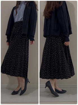 「ANTEPRIMA（アンテプリマ）のポインテッドトゥモチーフパンプス（パンプス、ブラック系）」を使った、つばさのコーデさん（レディース・170cm）の春コーディネート