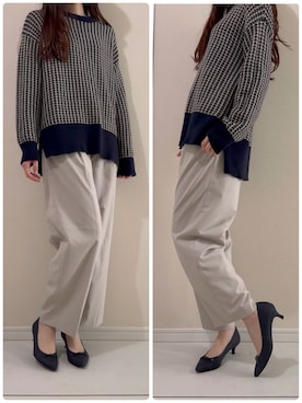 「AMERICAN HOLIC（アメリカンホリック）のアイテム（ニット/セーター、ブラック系）」を使った、つばさのコーデさん（レディース・170cm）の春コーディネート