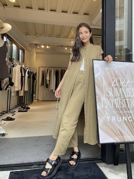 「TRUNC（トランクエイティーエイト）のアイテム（セットアップ）」を使った、TRUNC 88さん（レディース・162cm）の夏コーディネート