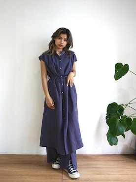 「TRUNC（トランクエイティーエイト）のアイテム（セットアップ）」を使った、TRUNC 88さん（レディース・150cm）の夏コーディネート