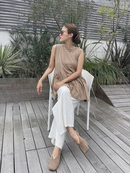 カットソー(長袖/七分) Cut Pleated Peplum TOPS TRUNC88 TRUNC（トランクエイティーエイト）の「Flare Cut Peplum Tops（T