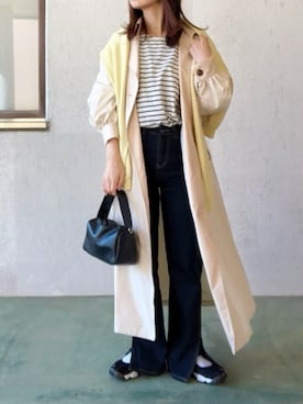 「スリットパンツ」｜「アイテム（トレンチコート）」を使った、no＊さん（レディース・160cm）の冬コーディネート