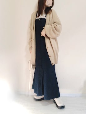 「ANGIE（アンジー）のアイテム（ジャンパースカート）」を使った、no＊さん（レディース・160cm）の冬コーディネート