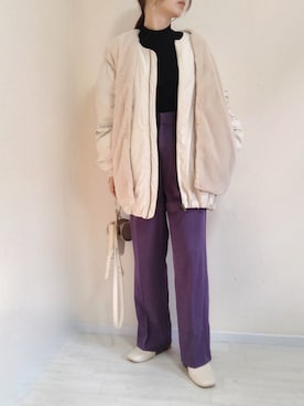 「センタープレスパンツ」｜「アイテム（MA-1）」を使った、no＊さん（レディース・160cm）の秋コーディネート