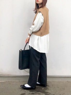 「襟付きトップス」｜「アイテム（スラックス）」を使った、no＊さん（レディース・160cm）の冬コーディネート