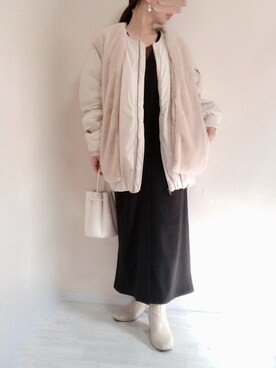「ファー」｜「アイテム（MA-1）」を使った、no＊さん（レディース・160cm）の秋コーディネート