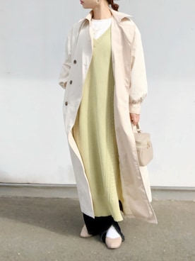 「スリットパンツ」｜「アイテム（トレンチコート）」を使った、no＊さん（レディース・160cm）の冬コーディネート