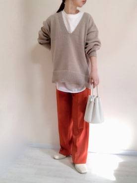 「Vネック」｜no＊さん（レディース・160cm）の秋コーディネート