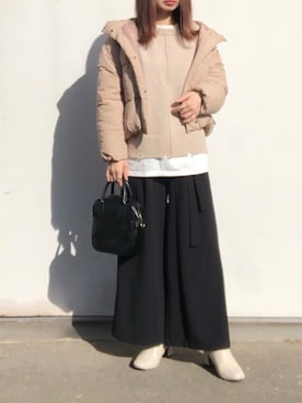 「RETRO GIRL（レトロガール）のフェイクレイヤードダメージニット（その他トップス）」を使った、no＊さん（レディース・160cm）の秋コーディネート