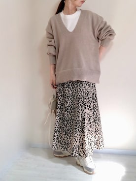 「Vネック」｜no＊さん（レディース・160cm）の秋コーディネート