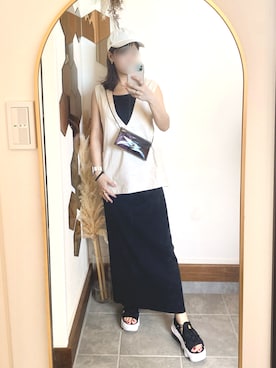 「アイテム（ベスト）」を使った、Chi-さん（レディース・159cm）の夏コーディネート