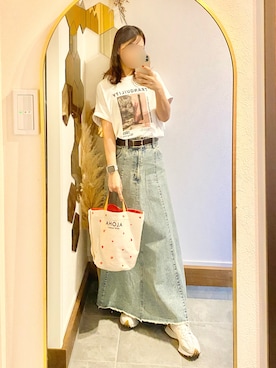 「アイテム（デニムスカート）」を使った、Chi-さん（レディース・159cm）の秋コーディネート