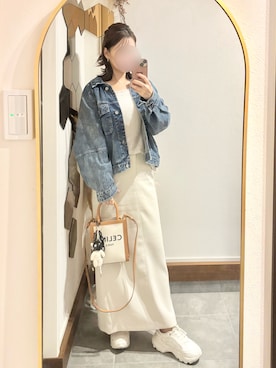 「アイテム（デニムジャケット）」を使った、Chi-さん（レディース・159cm）の秋コーディネート