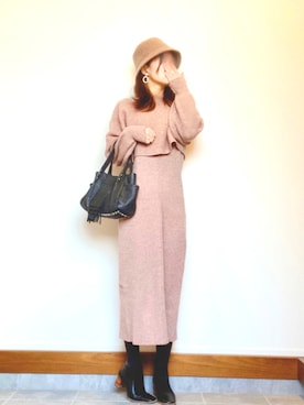 「ニットワンピ」｜Chi-さん（レディース・159cm）の冬コーディネート