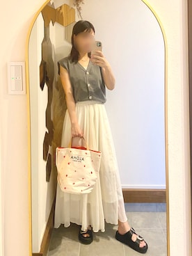 「白スカート」｜Chi-さん（レディース・159cm）の夏コーディネート