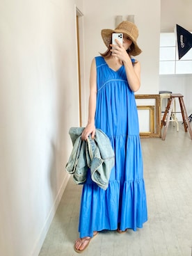 「ビーサン」｜「アイテム（デニムジャケット）」を使った、mizukiさん（レディース・160cm）の夏コーディネート