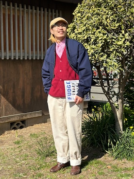 「アイテム（チノパンツ）」を使った、TERUさん（メンズ・172cm）の秋コーディネート