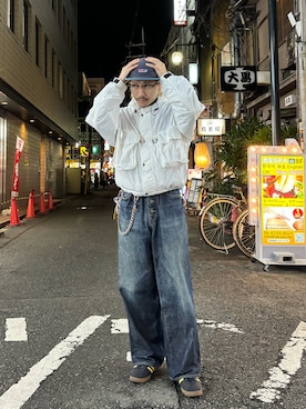 「アイテム（ナイロンジャケット）」を使った、TERUさん（メンズ・172cm）の秋コーディネート